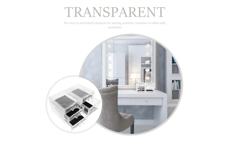 BRIGHTFUFU Transparent Cosmetic Box Clear Plastic Containers Eyeshadow Organizer Desktop Makeup Organizer Set - product information 2