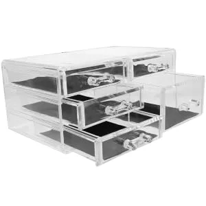 BRIGHTFUFU Transparent Cosmetic Box Clear Plastic Containers Eyeshadow Organizer Desktop Makeup Organizer Set - product information 3