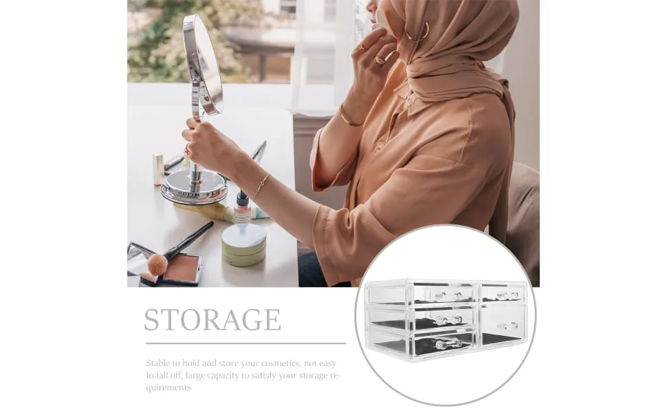 BRIGHTFUFU Transparent Cosmetic Box Clear Plastic Containers Eyeshadow Organizer Desktop Makeup Organizer Set - product information 5