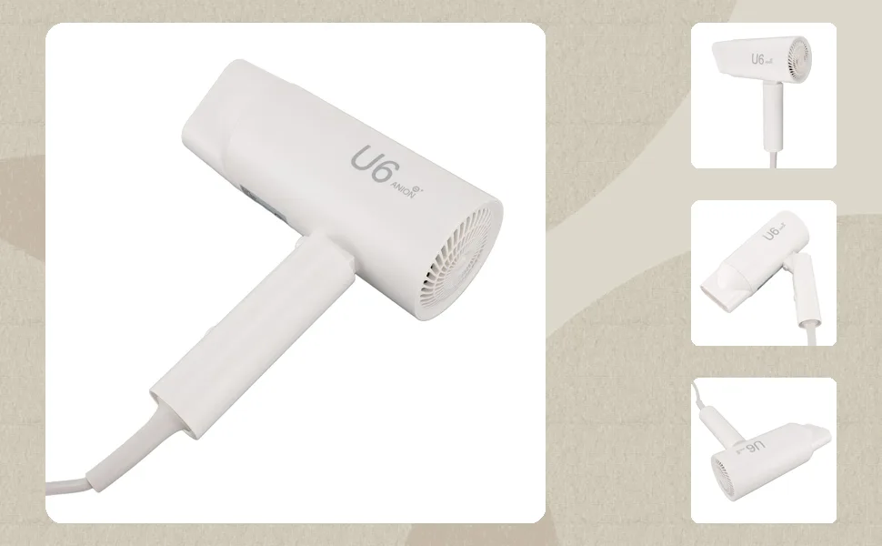 Portable Hair Dryer Fast Drying Negative Ionic Blow Dryer with Single Diffuser Nozzle & Foldable Handle 2 Speeds Wind Portable Travel Hair Dryer for Home Travel (US Plug 110V) - 3113240268711-1