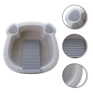 1 Set wash basin Clothes Hand Wash Board laundry bucket washing up basin underwear child pan Grey 30x29cm - product information 1