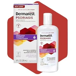 Dermarest Psoriasis Medicated Shampoo and Conditioner, Unscented, Dermatologist Tested, 8 ounces, (Pack of 2) 8 Fl Oz (Pack of 2) - Dermarest, Psoriasis, Shampoo