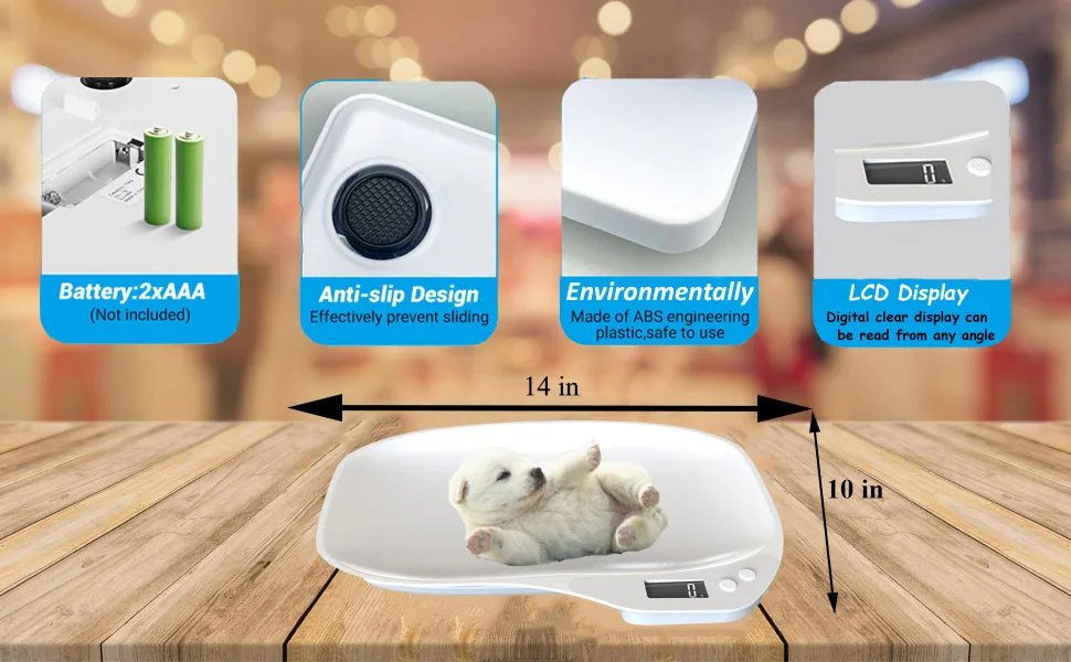 Digital Pet Scale Small Animal Weight Scale Portable Electronic Weighing Scale with LCD Display(Max. 33 lbs) Multifunction Kitchen Scale for Food/Puppy/Kitten/Lizard/Hamster/Tortoise/Whelping - pet scale function