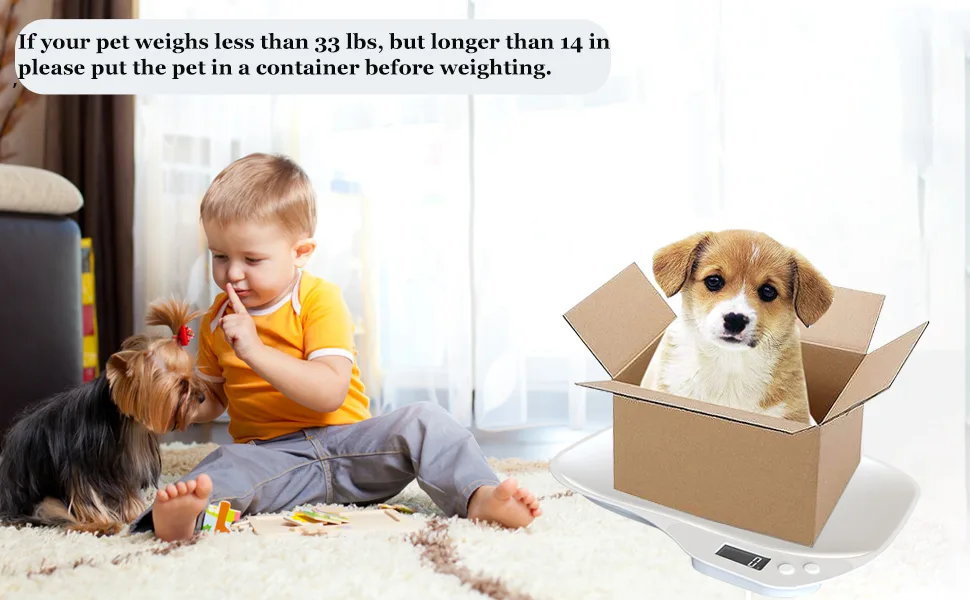 Pet Scale Digital Small Animal Weight Scale Portable LCD Electronic Weighing Scale(Max. 33 lbs) Multifunction Kitchen Scale for Food/Puppy/Hamster/Kitten/Hamster/Whelping - Weighing Scale