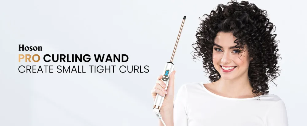 Small Curling Wand 3/8 Inch Thin Curling Wand for Short Hair 9mm Ceramic Long Barrel with Adjustable Temperature - curling wand