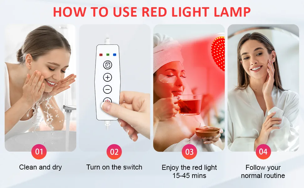 Red Light Lamp with Base Upgraded 940&850&660 Infrared Light Lamp 3-in-1 Chip Design & Flexible Gooseneck & Timer Function 100LEDs Red Light Lamp for Home/Office Use Large - red light lamp