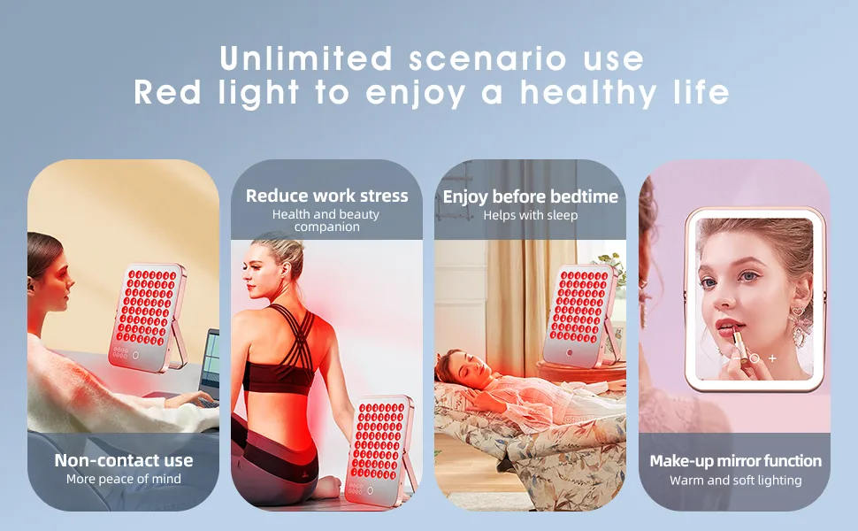 Red Light Devices 112LEDs 460/590/660/940nm Infrared Light Panel with Timer and Stand 3" Irradiance 140mW/cm Unique Mirror Design for Home/Work Red Light Lamp - Infrared Light Panel