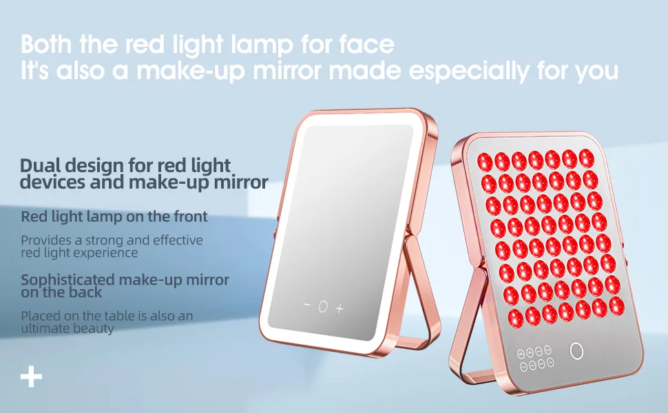 Red Light Devices 112LEDs 460/590/660/940nm Infrared Light Panel with Timer and Stand 3" Irradiance 140mW/cm Unique Mirror Design for Home/Work Red Light Lamp - red light device