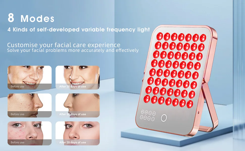 Red Light Devices 112LEDs 460/590/660/940nm Infrared Light Panel with Timer and Stand 3" Irradiance 140mW/cm Unique Mirror Design for Home/Work Red Light Lamp - Red light lamp