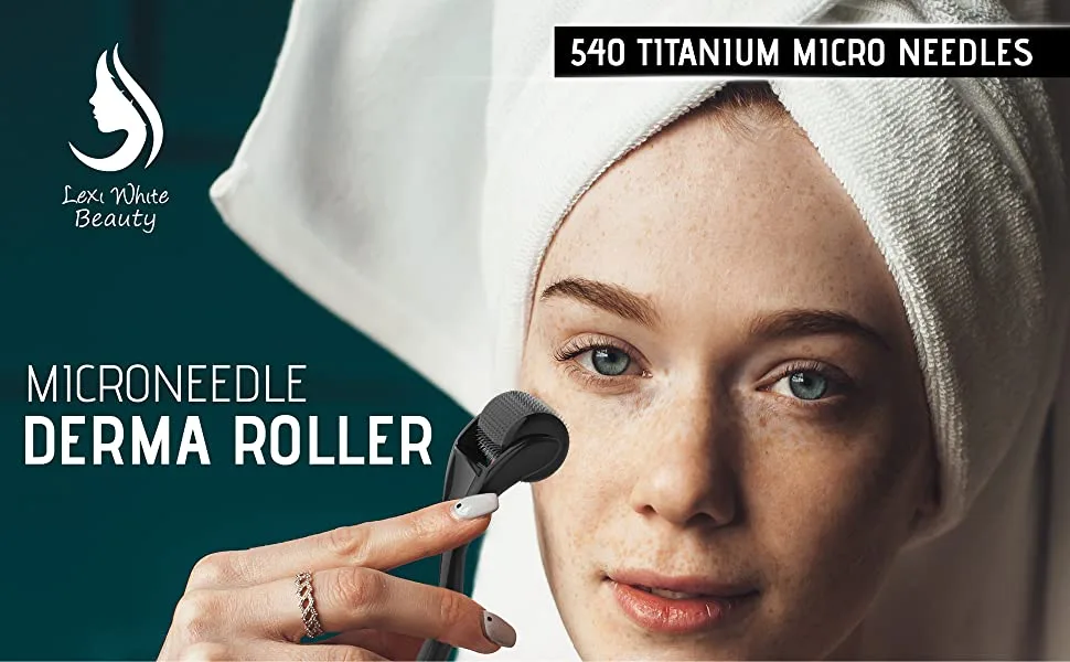 Derma Roller Microneedle Roller For Face, Beard Roller, Microneedling Roller Beard Growth Kit, Hair Growth Beard Care Kit | For Women and Men Skin Care Micro Needle Face Roller Scalp Roller 0.25mm - derma