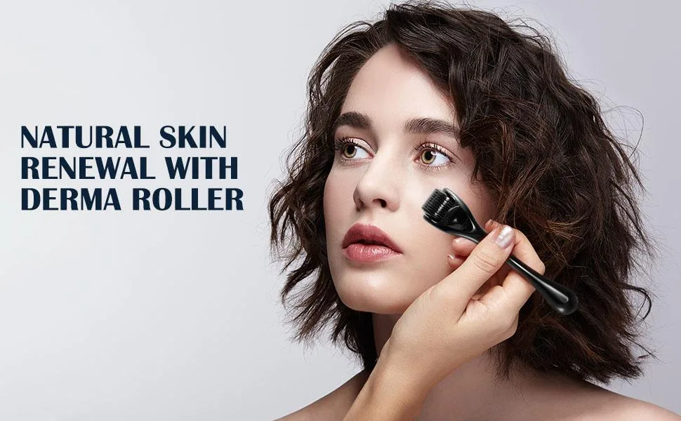 Derma Roller for Hair & Beard Growth - Microneedling Roller Beard Dermaroller for Face Body Scalp Men Women Black 0.3 - BR02