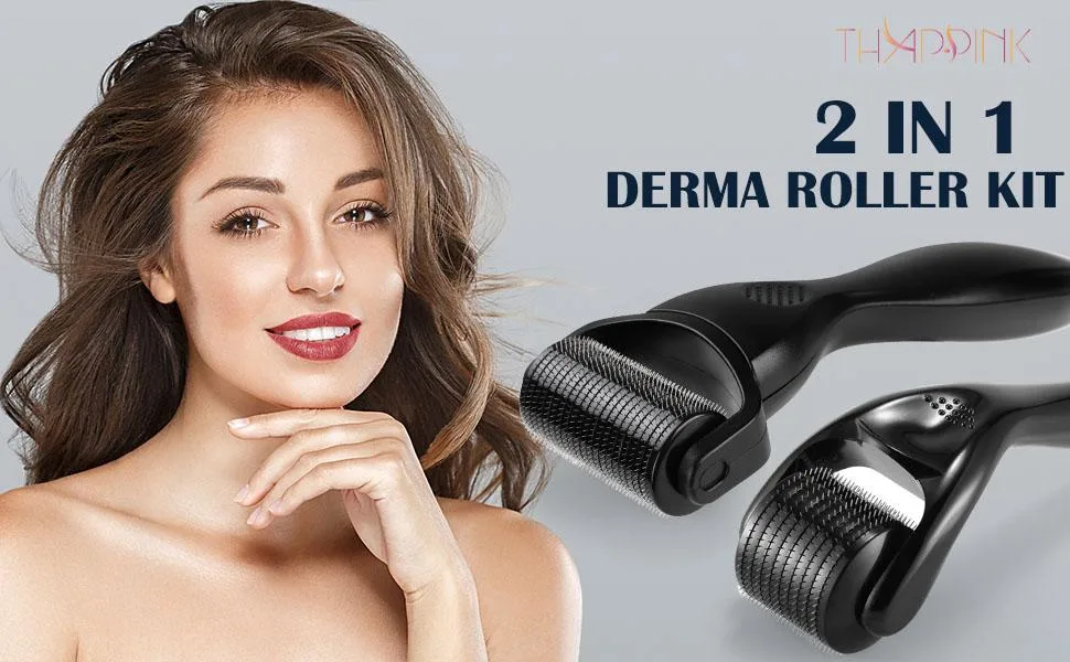 Derma Roller For Body Hair Beard growth, 2 Packs Microneedle Roller Kit for Men Women Home Use - 2BR01
