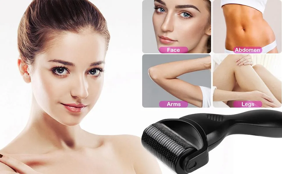 Derma Roller For Body Hair Beard growth, 2 Packs Microneedle Roller Kit for Men Women Home Use - 2BR03