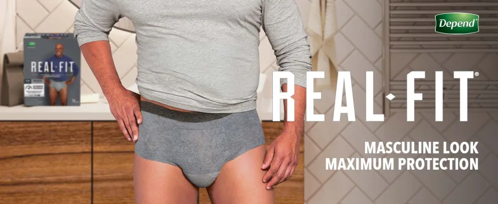 Depend Real Fit Incontinence Underwear for Men, Maximum Absorbency, Disposable, Large/Extra-Large, Grey, 52 Count (Packaging May Vary) 52 Count (Pack of 1) Grey - Depend Real Fit For Men