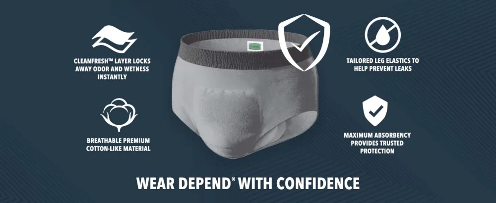Depend Real Fit Incontinence Underwear for Men, Maximum Absorbency, Disposable, Large/Extra-Large, Grey, 20 Count (Packaging May Vary) - breathable material, locks away odor and wetness