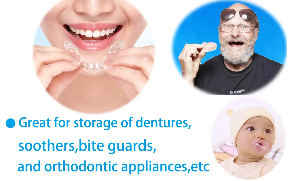 Denture Case, Yababa Denture Cup for Soaking Denture, Denture Cleaning Kit With Denture Brush & Case, Holder Storage Soak Container Retainer Cleaner Case for False Teeth, Cleaner Braces, Travel - Dentures Container with Basket Denture Holder for Travel,