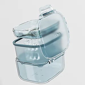 Denture Bath Box, Denture Case,Retainer cup,Three-Layer Separation Retainer Case, Denture Cup, Mouth Guards Holder,Partial Denture Soak Container,Retainer Holder Box Size :3.15 * 2.08 * 3.35in(blue) - product information 5