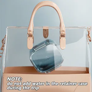 Denture Bath Box, Denture Case,Retainer cup,Three-Layer Separation Retainer Case, Denture Cup, Mouth Guards Holder,Partial Denture Soak Container,Retainer Holder Box Size :3.15 * 2.08 * 3.35in(blue) - NOTE