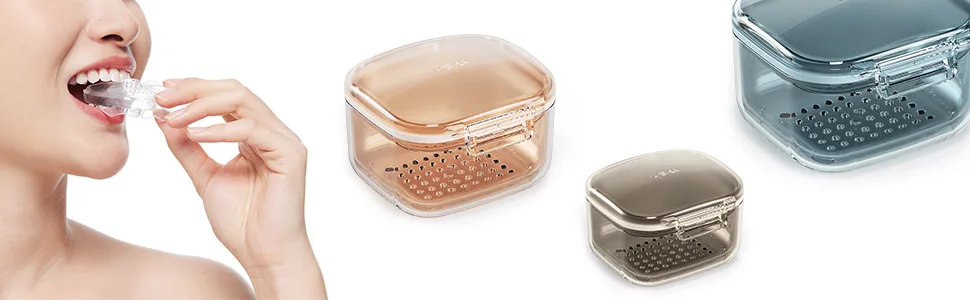Denture Bath Box, Denture Case,Retainer cup,Three-Layer Separation Retainer Case, Denture Cup, Mouth Guards Holder,Partial Denture Soak Container,Retainer Holder Box Size :3.15 * 2.08 * 3.35in(blue) - The design is unique and looks great, with an integrated design of storage and cleaning.