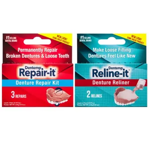 Dentemp Repair-it Denture Repair Kit & Reline-it Denture Reliner - Denture Kit (Multi-Pack) - Refit and Tighten Dentures for Both Upper & Lower Denture - Repair Broken Dentures & Loose Teeth - dentemp
