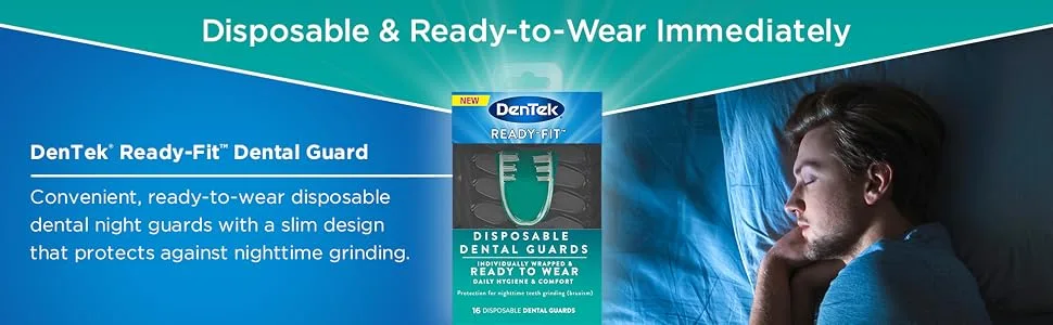 DenTek Ready-Fit Disposable Dental Guards for Nighttime Teeth Grinding, Clear/no color, 16 Count (Pack of 1) Ready Fit Disposable 16 Count - Dentek Ready Fit Guard