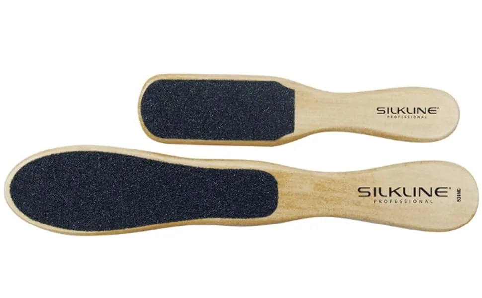 SILKLINE PROFESSIONAL Two-Sided Foot File with Oak Wood Handle - Full and Mini Size Duo - 531DUONC