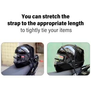 Luggage Hook Elastic Rope Elastic Rope Fixing Strap 2 Hooks Bungee Cord for Motorcycle Helmet Luggage Holding Rubber Black - 1615210025811-2