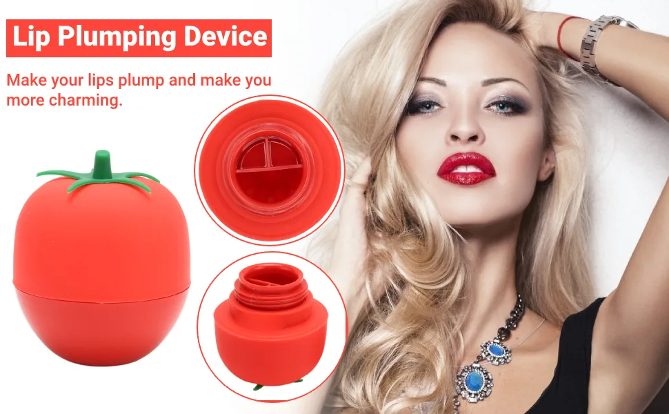 Women Lip Plumper Device Tomato Shaped Lip Plumping Device Lip Enhancer Portable Soft Silicone Pout Mouth Tool for Lip Red - Lip Plumper Device