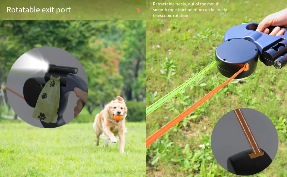 Dog Leashes Traction Rope Dual Headed Retractable for Cat Dog(Dark Gray) - Dog Leashes, Traction Rope