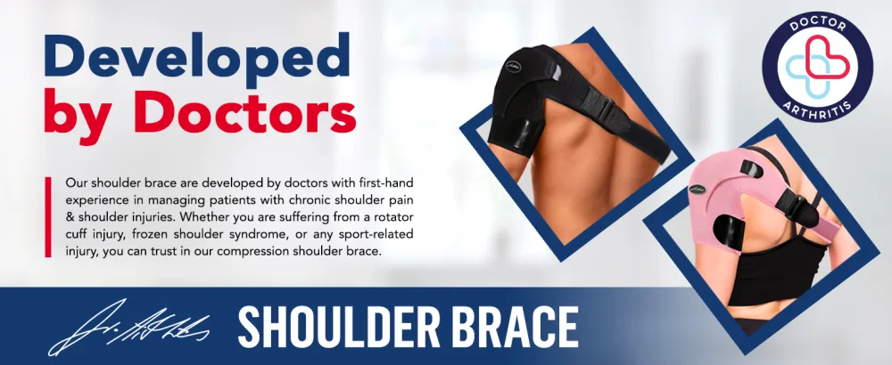Doctor Developed Shoulder Support/Shoulder Strap/Shoulder Brace single & Doctor Written Handbook - Relief For Shoulder Injuries Arthritis Sprains & More (Black) - Doctor Developed Shoulder Support