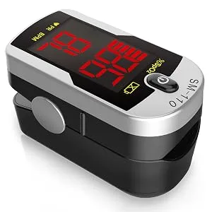 Deluxe SM-110 Two Way Display Finger Pulse Oximeter with Carry Case and Neck/Wrist Cord Silver - pulse oximeter
