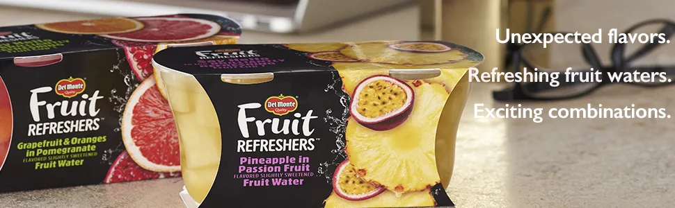 Del Monte Refreshers Grapefruit and Oranges in Pomegranate Fruit Water Cups, 7 Ounce - del monte