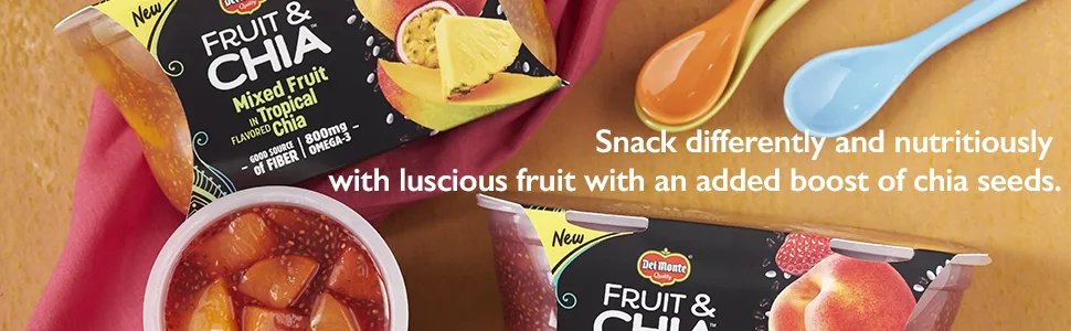 DEL MONTE FRUIT AND CHIA FRUIT CUP Snacks, Peaches in Strawberry Dragon Fruit, 2 Pack, 7 oz - del monte