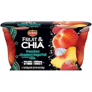 DEL MONTE FRUIT AND CHIA FRUIT CUP Snacks, Peaches in Strawberry Dragon Fruit, 2 Pack, 7 oz - product information 6