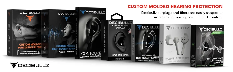 Decibullz Custom Molded Security Radio Surveillance Earpiece Set, Thermo-Fit Designed for Clear Acoustic Tube Radios, Isolation - Custom Molded hearing Protection
