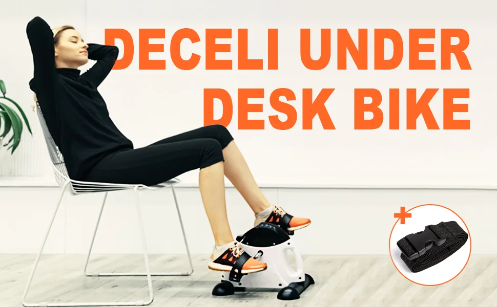 DECELI Under Desk Bike Pedal Exerciser - Portable Mini Exercise Bike for Arm/Leg Exercise, Mini Exercise Peddler with LCD Display(White) - product information 1