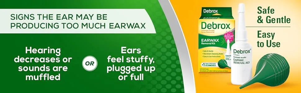 Debrox Earwax Removal Kit, Includes Drops and Ear Syringe Bulb, 0.5 Oz - Debrox Earwax Removal Aid