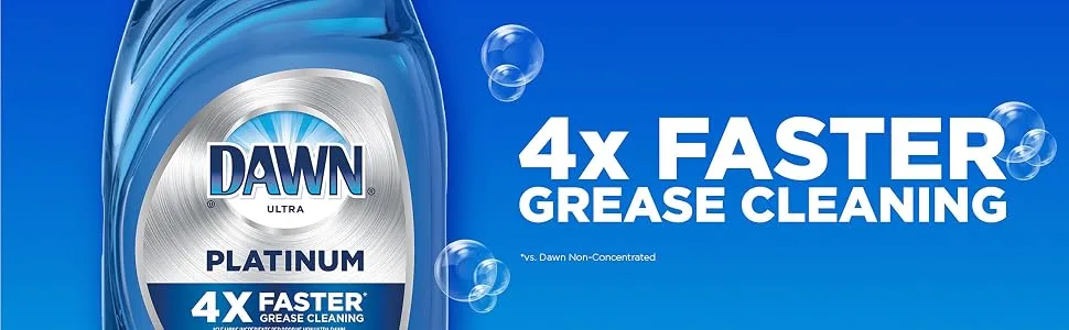Dawn Platinum Dishwashing Liquid Dish Soap, Refreshing Rain Scent, 54.9 fl oz (Pack of 2) - 4x Faster Grease Cleaning