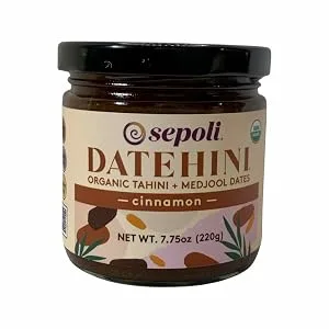 Datehini Organic Tahini and Medjool Date Spread (Original, 8 Oz Jar) Original 8 Ounce (Pack of 1) - datehini cinnamon