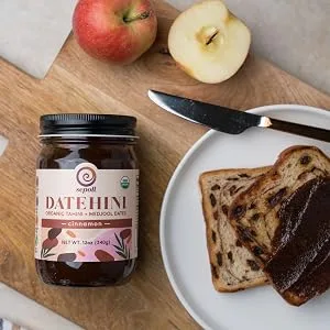 Datehini Organic Tahini and Medjool Date Spread (Original, 8 Oz Jar) Original 8 Ounce (Pack of 1) - life jar