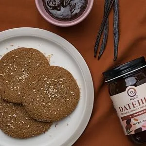 Datehini Organic Tahini and Medjool Date Spread (Original, 8 Oz Jar) Original 8 Ounce (Pack of 1) - life jar
