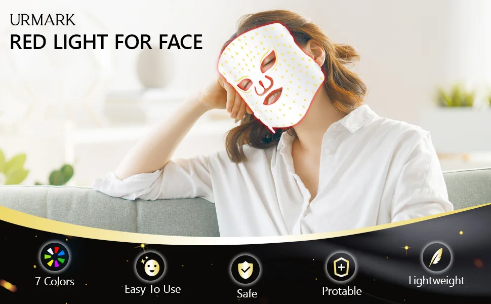 Red Light for Face 7 Colors LED Face Light Portable Red Face Light at-Home Use Black M1 Cp - led face light