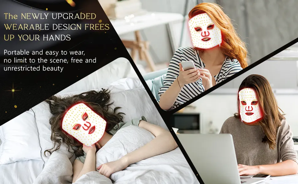Red Light for Face 7 Colors LED Face Light Portable Red Face Light at-Home Use Black M1 Cp - led face light