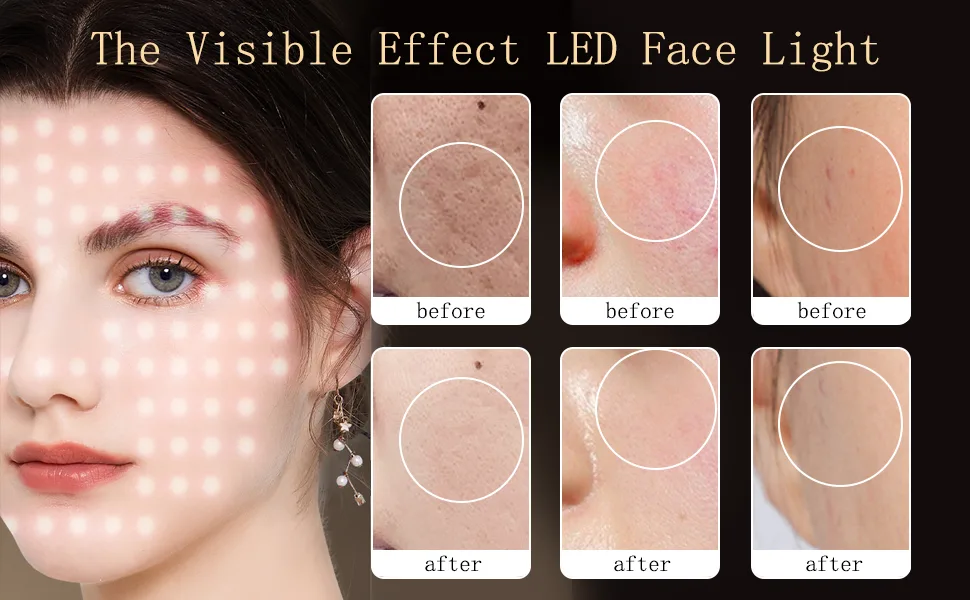 Red Light for Face 7 Colors LED Face Light Portable Red Face Light at-Home Use Black M1 Cp - LED Red Light