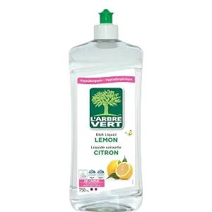 L Arbre Vert Hypoallergenic Dish Wash Liquid Soap - Eco Friendly with Plant Based Ingredients for Sensitive Skin Unscented - lemon