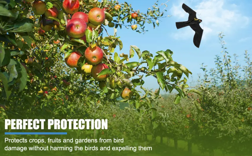 Bird Repeller Extendable Bird Repellent Scarer Flying Eagle Kite Shape with Telescopic Pole for Home Outdoor Garden Farm (7M) - Bird Repeller