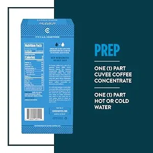 Cuve Coffee - Cold Brew Concentrate 36 oz/ 12 servings, Concentrated Coffee, Boxed Cold Brew Coffee on Tap, Black, Unsweetened, Direct Trade Coffee, and Ethically Sourced - Cuvee Coffee Concentrate