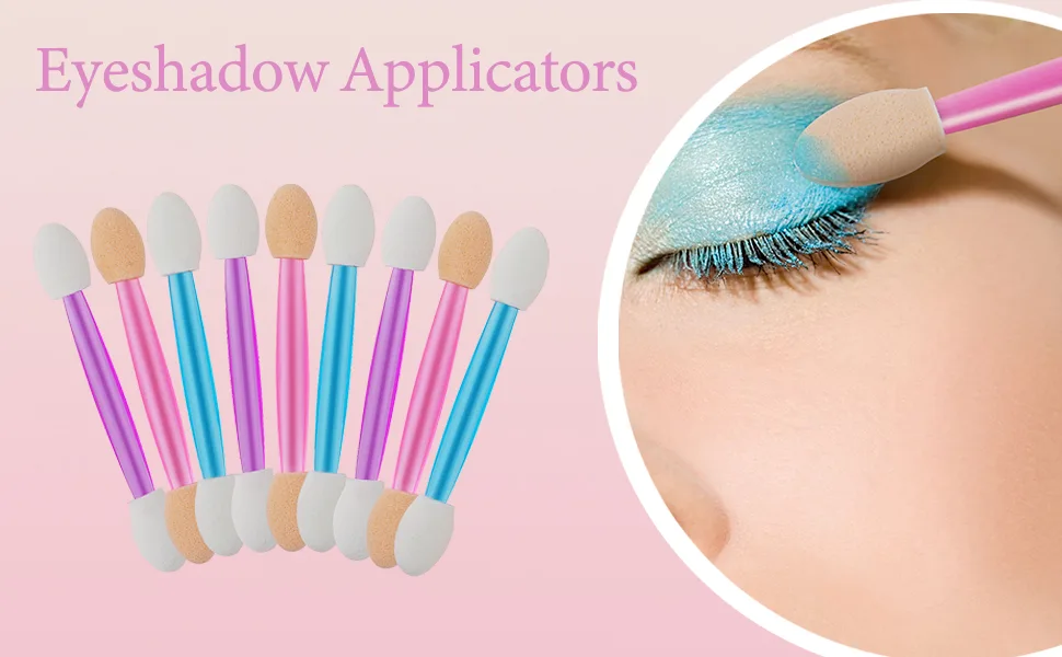 Cuttte 60PCS Disposable Dual Sides Eye Shadow Sponge Applicators, 3 Colors Eyeshadow Brushes Makeup Applicator (Pink, Purple, Blue) 60 Count (Pack of 1) - Disposable Eye Shadow Sponge