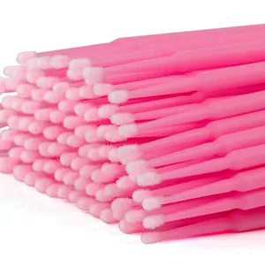 Cuttte 500 PCS Disposable Microbrush Applicators Microfiber Wands for Eyelashes Extensions and Makeup Application (Head Diameter: 2.0mm) Pink - microbrush