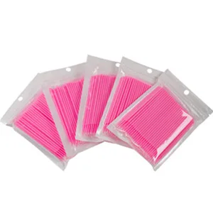 Cuttte 500 PCS Disposable Microbrush Applicators Microfiber Wands for Eyelashes Extensions and Makeup Application (Head Diameter: 2.0mm) Pink - microbrushes